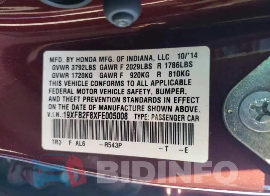 19XFB2F8XFE005008 Photo# 12