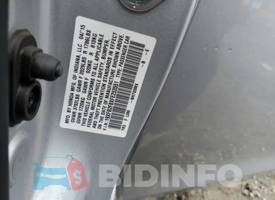19XFB2F8XFE253551 Photo# 13