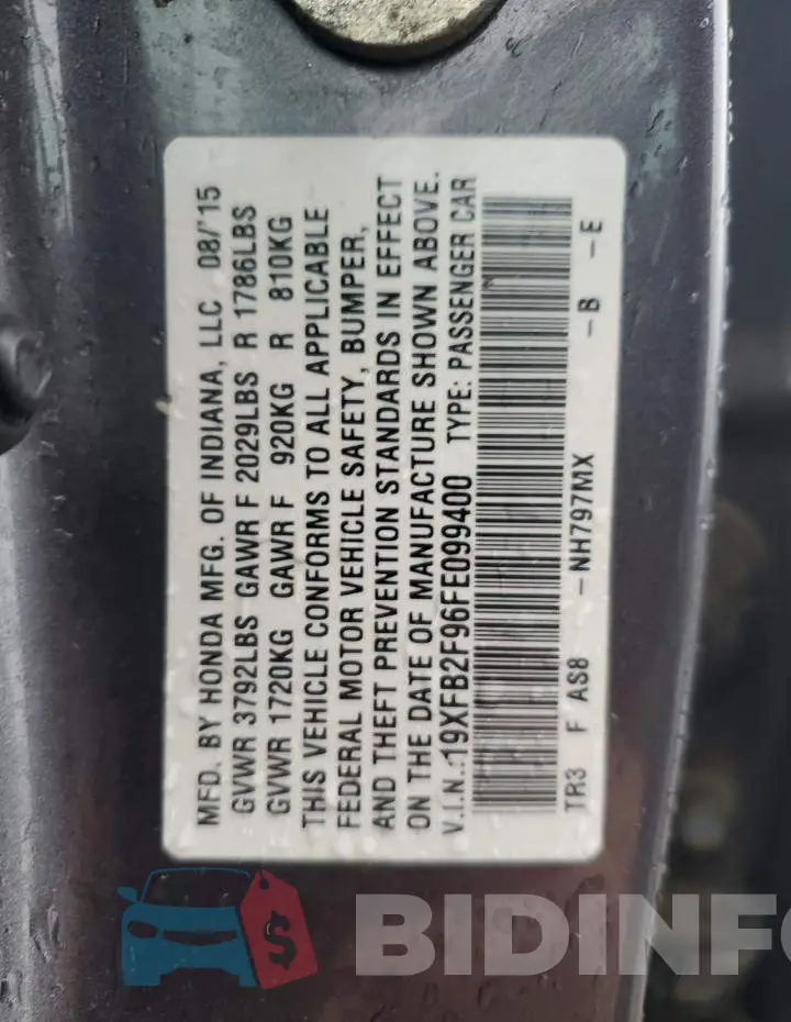 19XFB2F96FE099400 Photo# 13