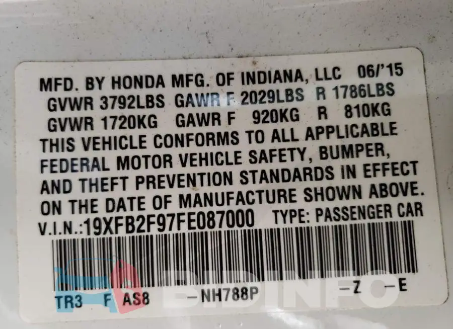 19XFB2F97FE087000 Photo# 12