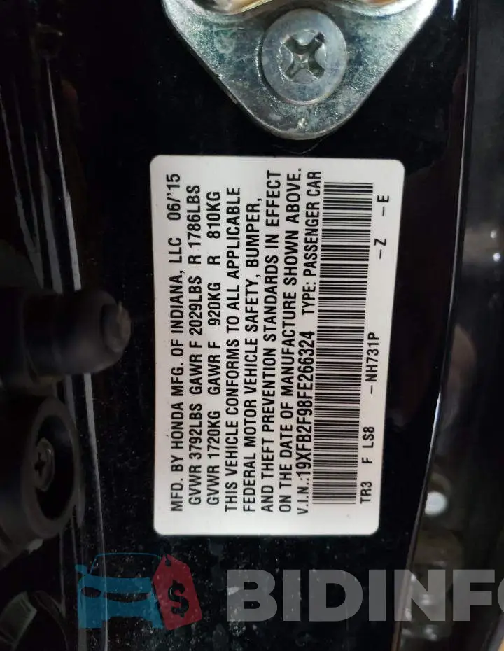 19XFB2F98FE266324 Photo# 13
