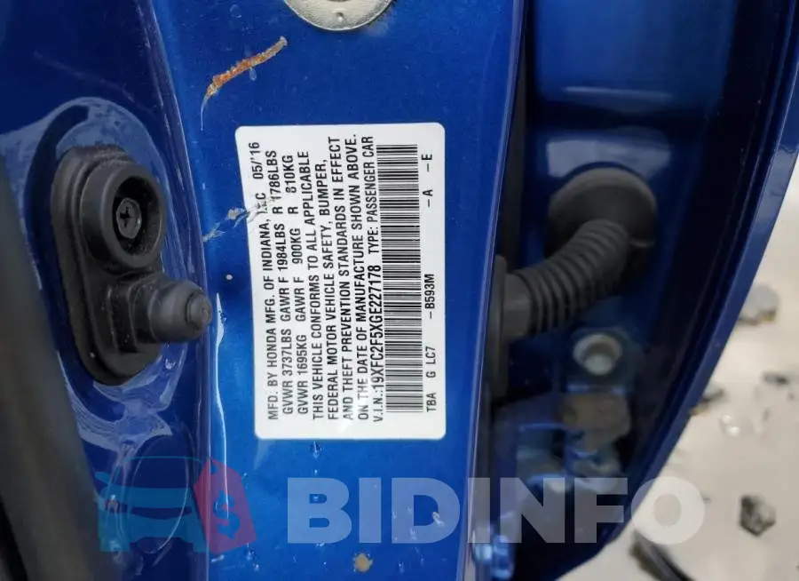 19XFC2F5XGE227178 Photo# 12