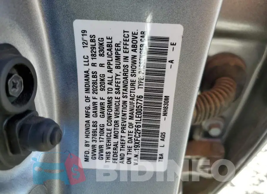 19XFC2F61LE005776 Photo# 10