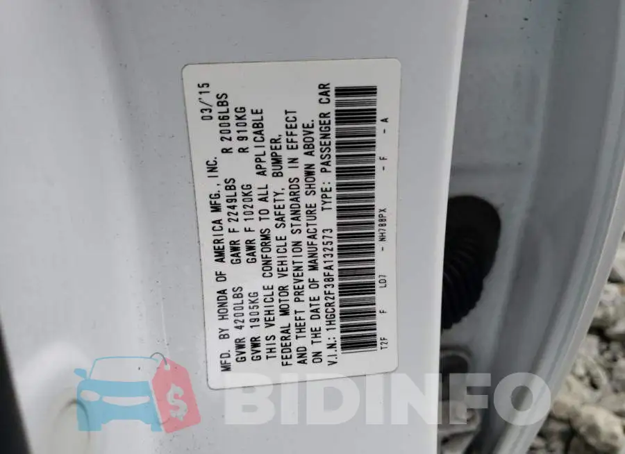 1HGCR2F38FA132573 Photo# 13