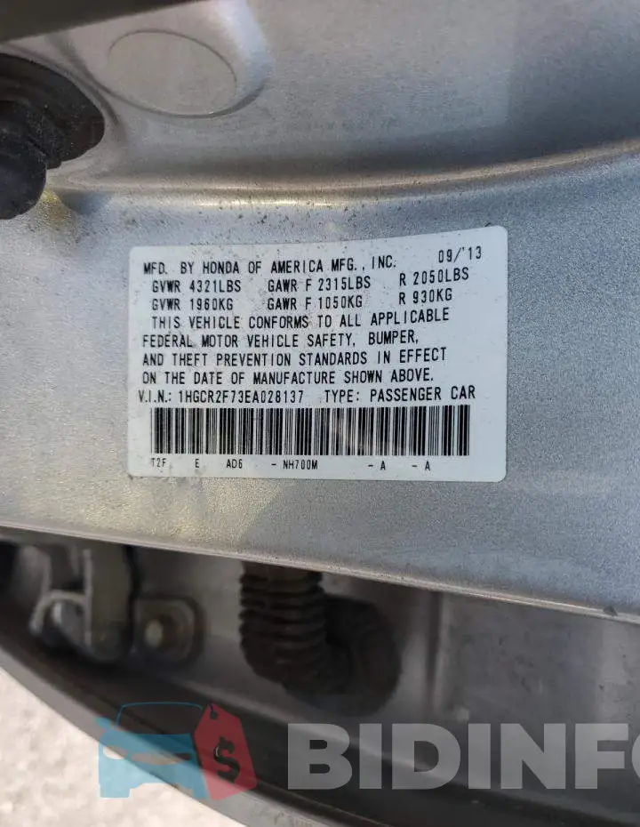 1HGCR2F73EA028137 Photo# 12