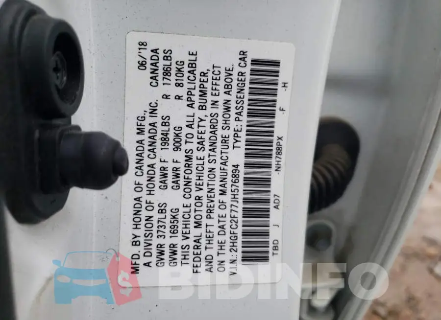 2HGFC2F77JH576894 Photo# 13