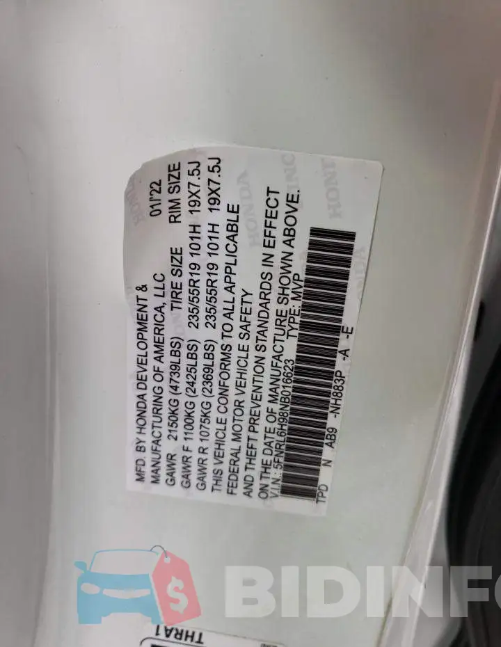 5FNRL6H98NB066776 Photo# 13