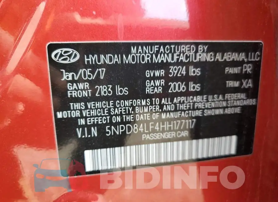5NPD84LF4HH177117 Photo# 12