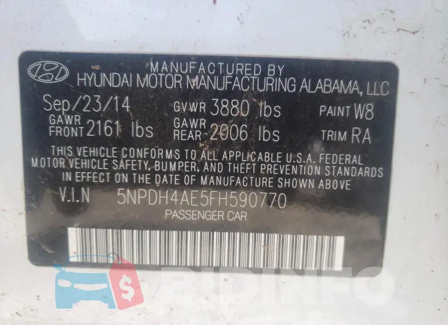 5NPDH4AE5FH590770 Photo# 10