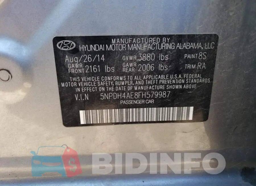 5NPDH4AE8FH579987 Photo# 12