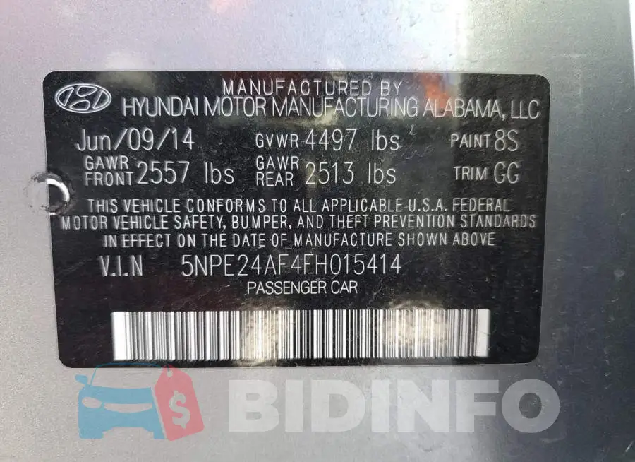5NPE24AF4FH015414 Photo# 12