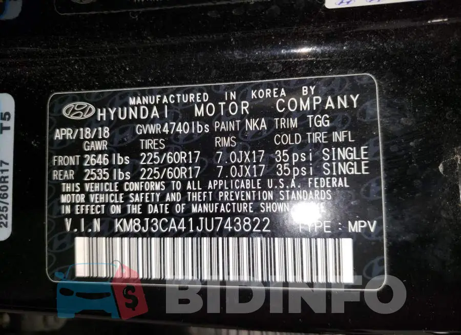 KM8J3CA41JU743822 Photo# 13