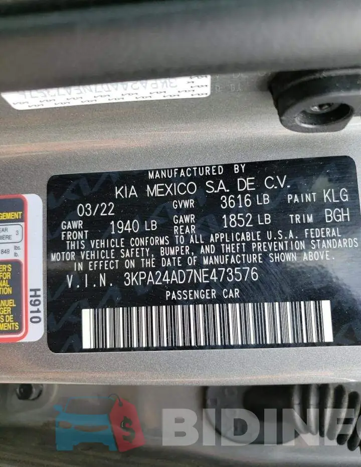 3KPA24AD7NE473576 Photo# 13