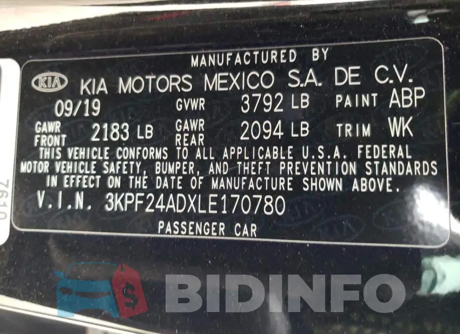 3KPF24ADXLE170780 Photo# 13