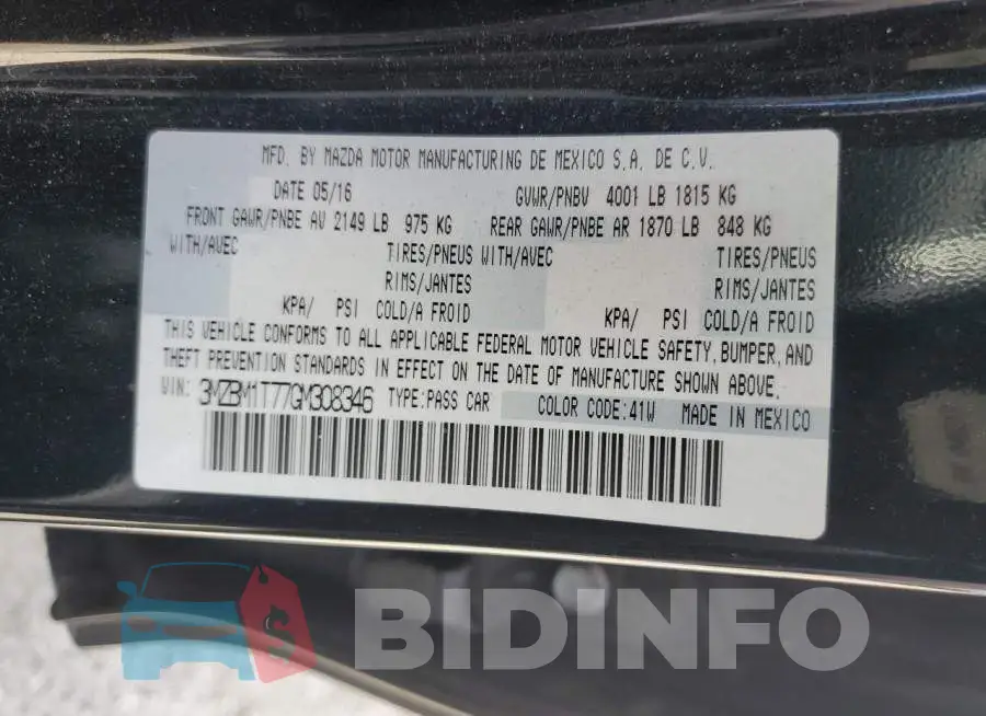 3MZBM1T77GM308346 Photo# 12