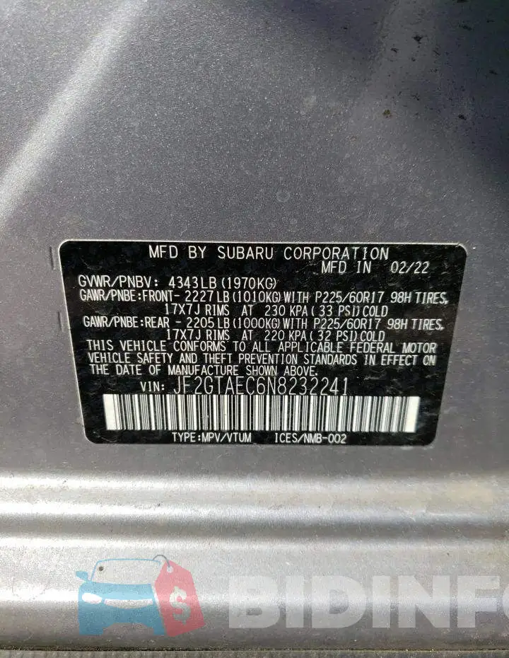 JF2GTAEC6N8232241 Photo# 12