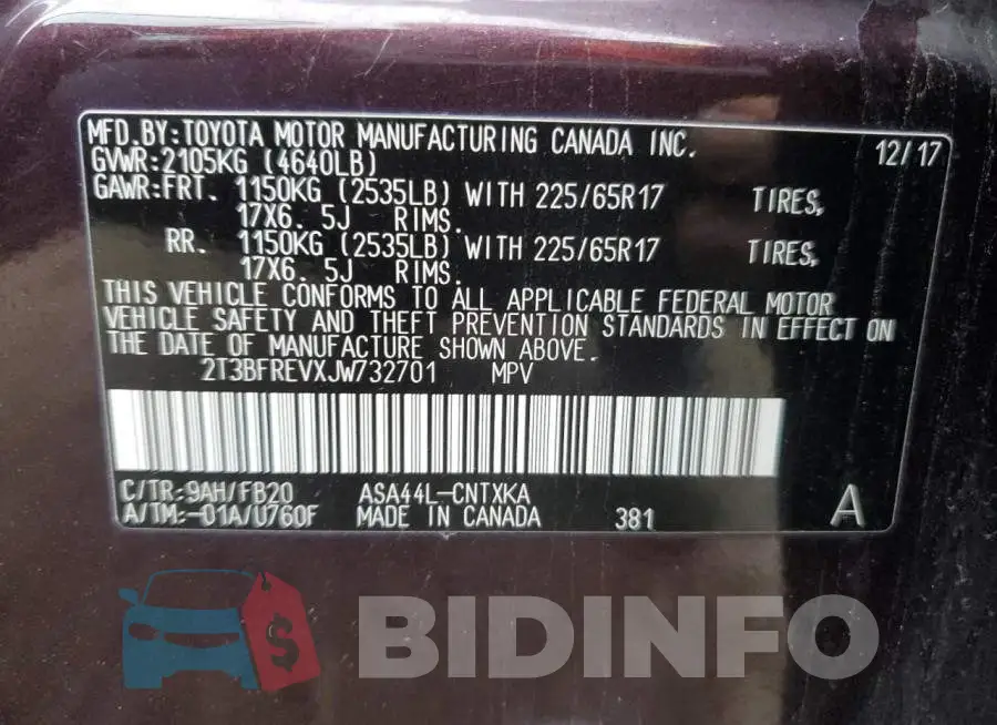 2T3BFREVXJW732701 Photo# 14