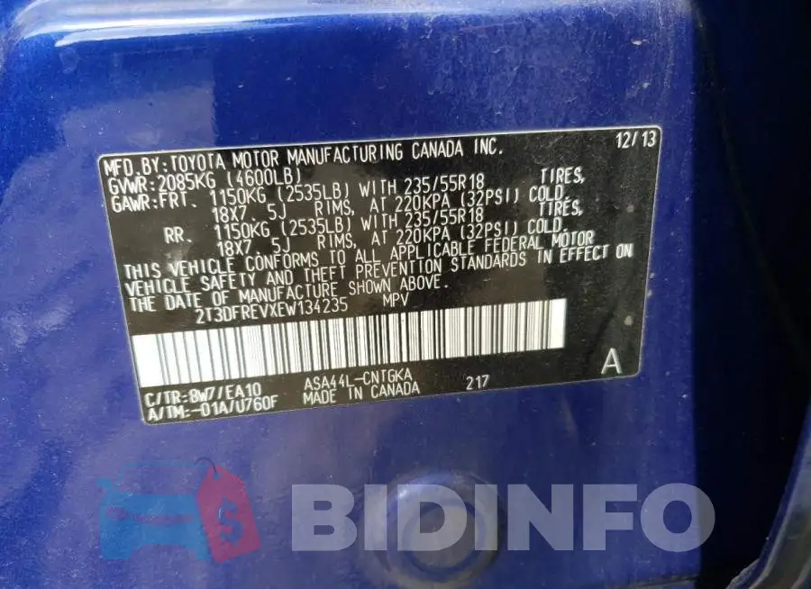 2T3DFREVXEW134235 Photo# 13