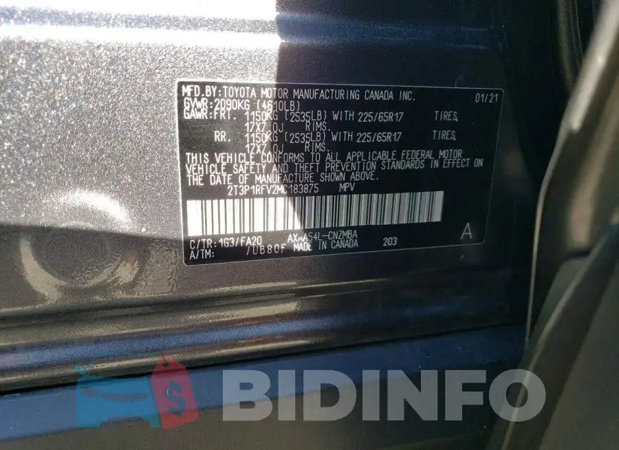 2T3P1RFV2MC183875 Photo# 13