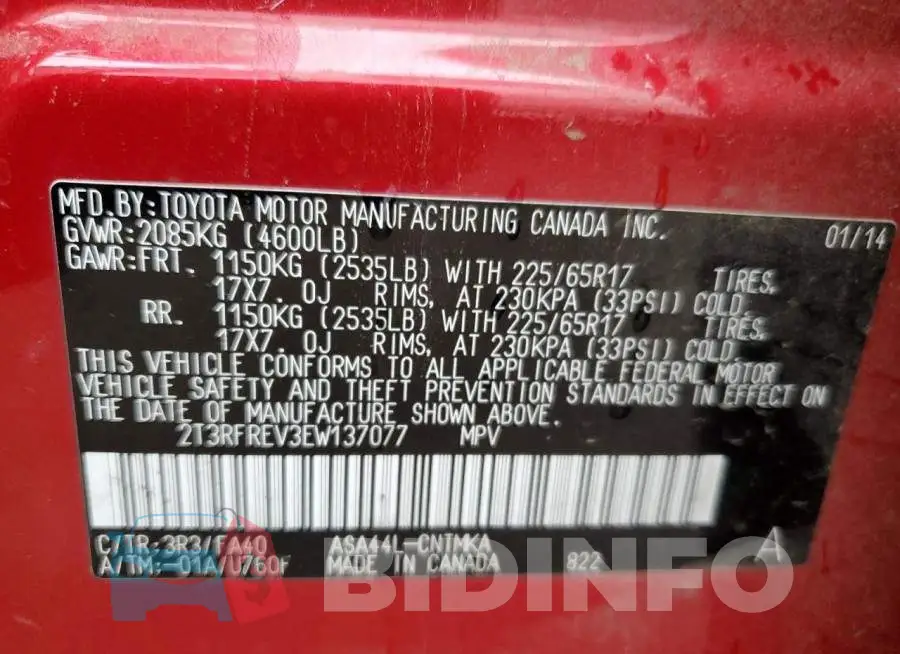 2T3RFREV3EW137077 Photo# 14
