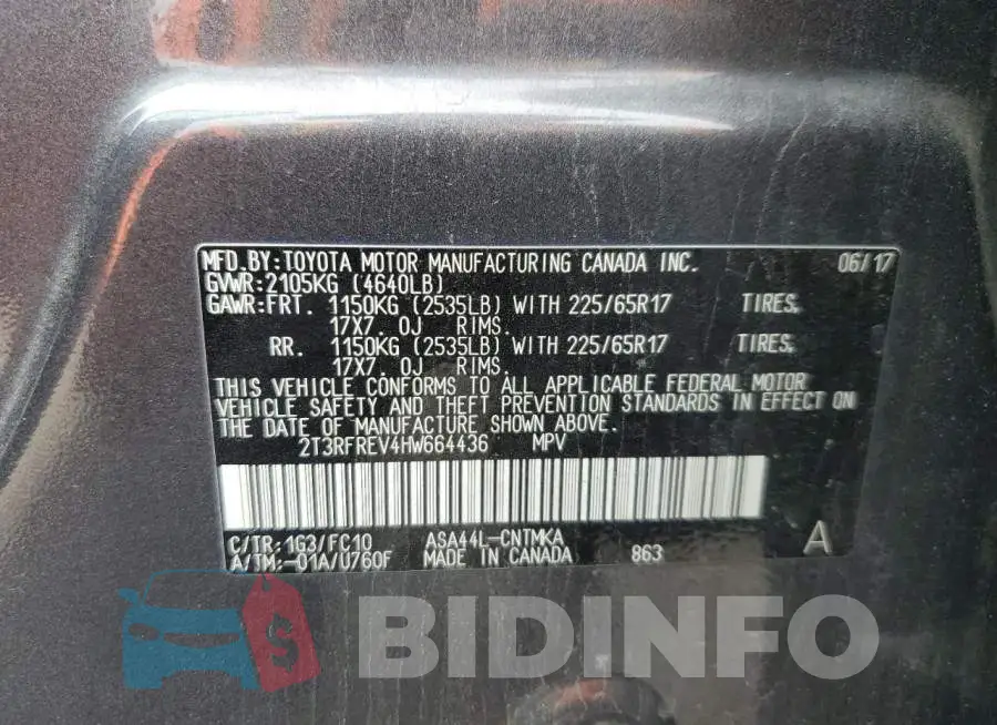 2T3RFREV4HW664436 Photo# 12