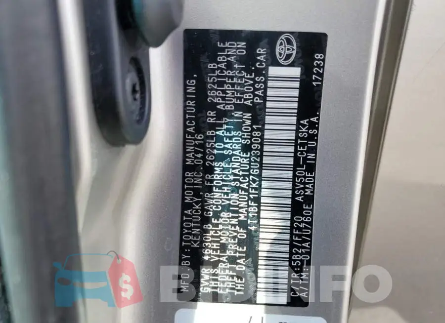 4T1BF1FK7GU239081 Photo# 12