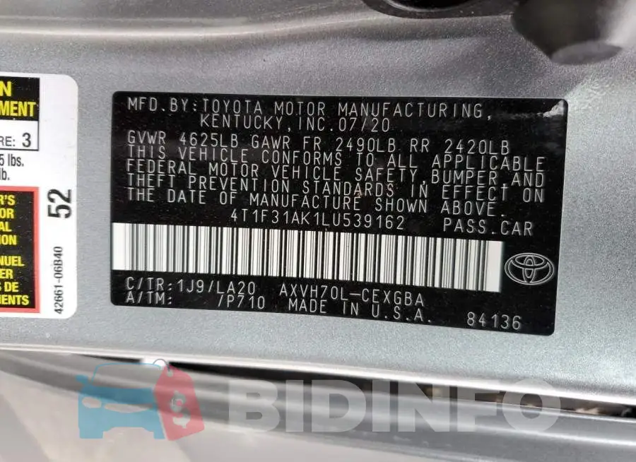 4T1F31AK1LU539162 Photo# 12