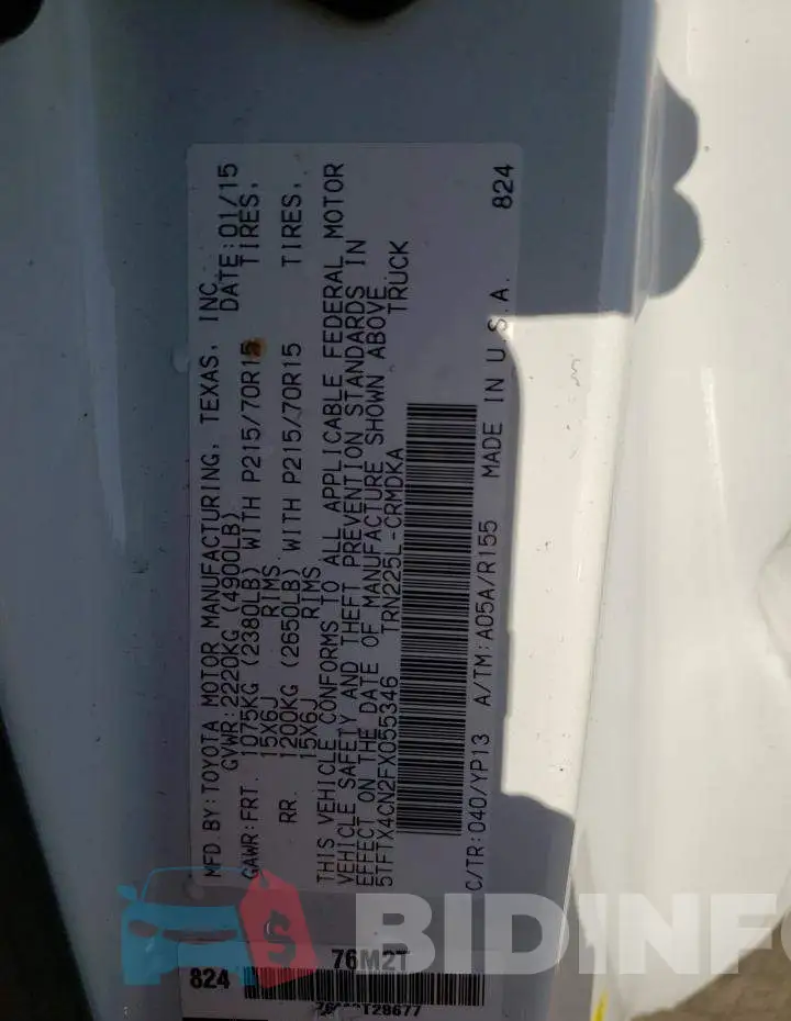 5TFTX4CN2FX055346 Photo# 12