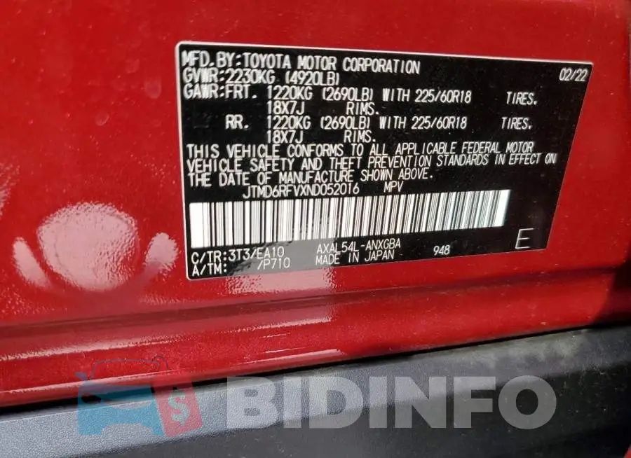 JTMD6RFVXND052016 Photo# 13