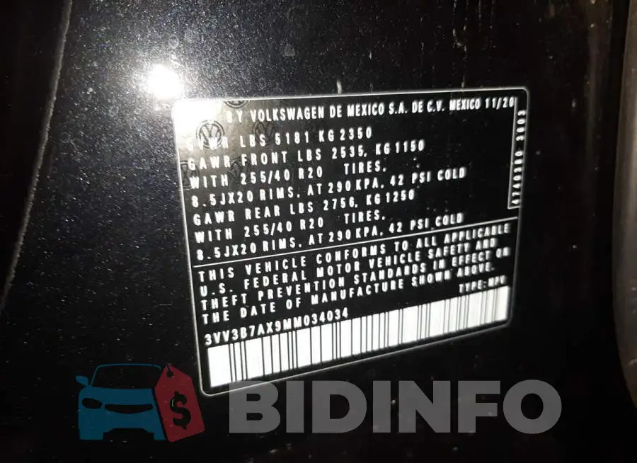 3VV3B7AX9MM034034 Photo# 13