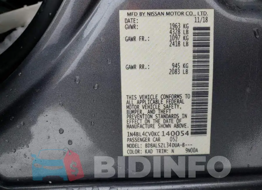 1N4BL4CV0KC140054 Photo# 12