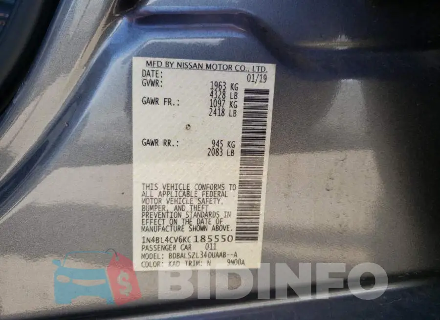 1N4BL4CV6KC185550 Photo# 12