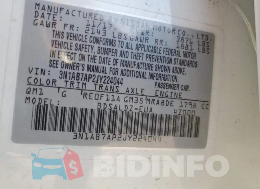 3N1AB7AP2JY224044 Photo# 12