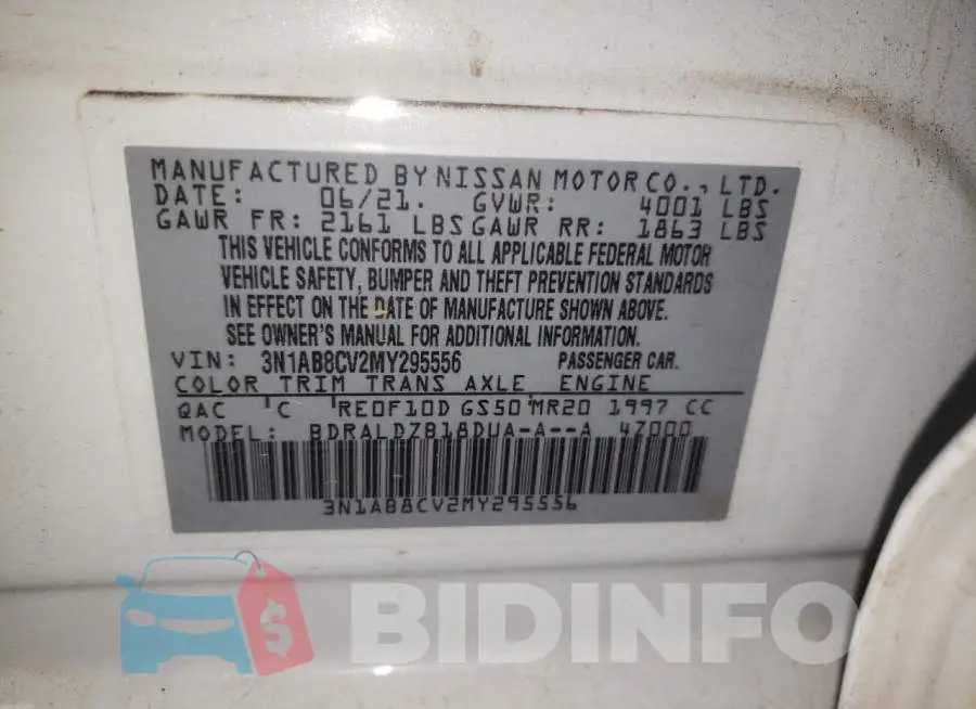 3N1AB8CV2MY295556 Photo# 12