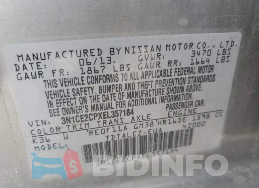 3N1CE2CPXEL357184 Photo# 13
