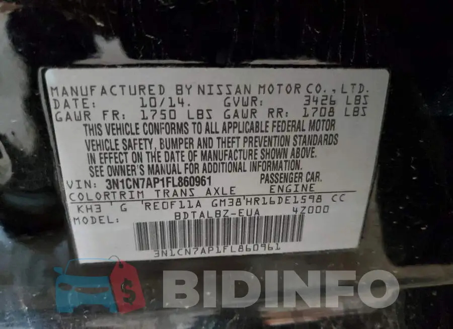 3N1CN7AP1FL860961 Photo# 12