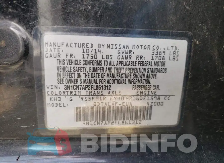 3N1CN7AP2FL861312 Photo# 12