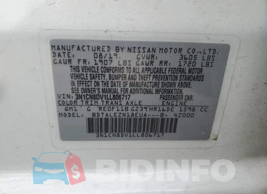 3N1CN8DV1LL806717 Photo# 12