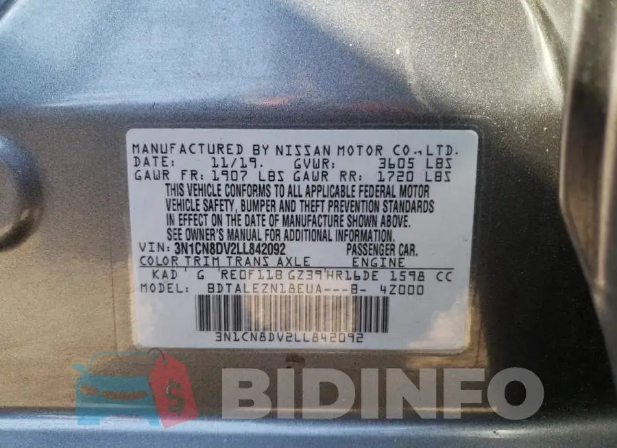 3N1CN8DV2LL842092 Photo# 13