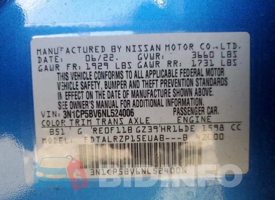 3N1CP5BV6NL524006 Photo# 13