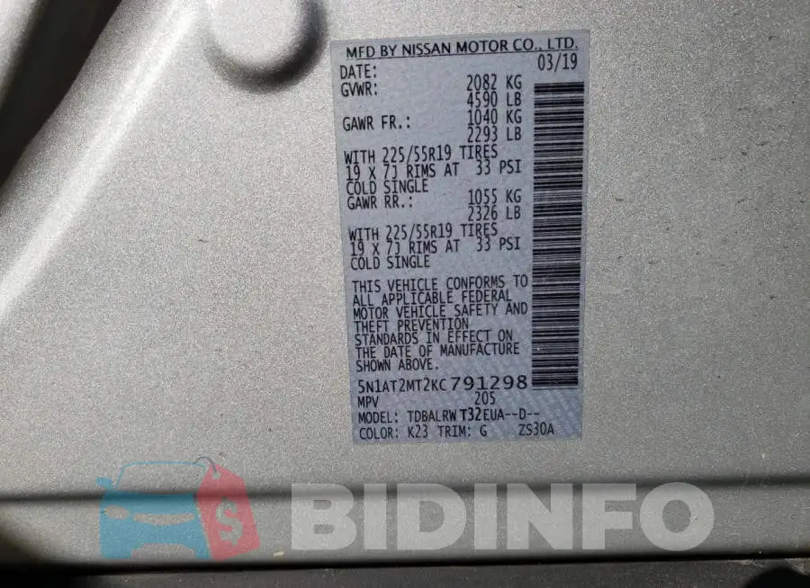 5N1AT2MT2KC791298 Photo# 13