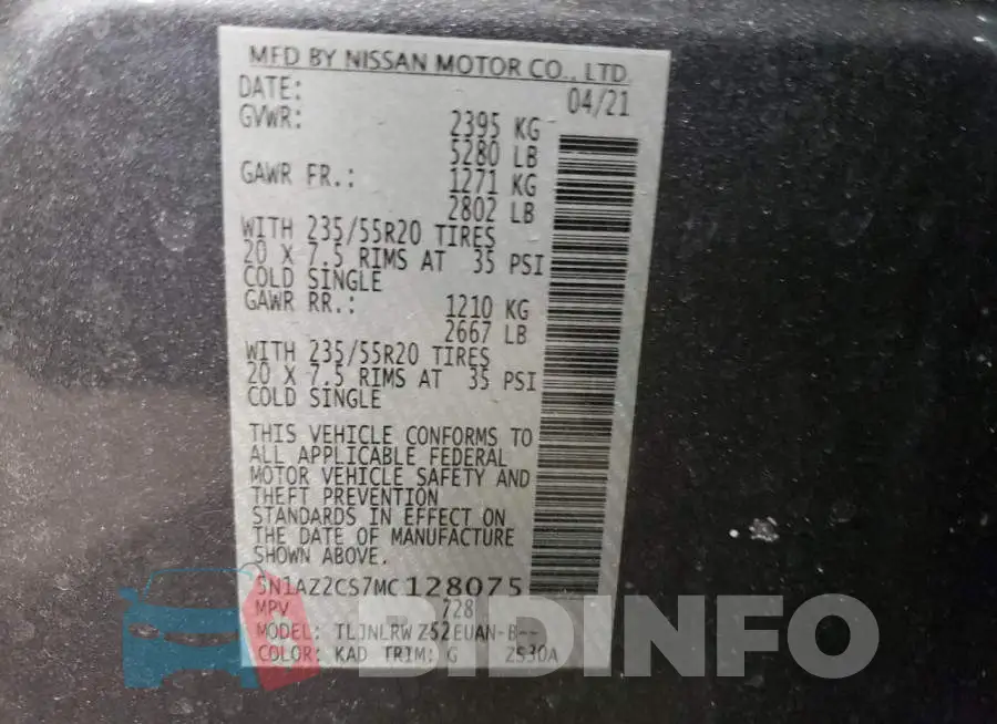 5N1AZ2CS7MC128075 Photo# 13