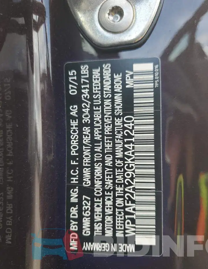 WP1AF2A29GKA41240 Photo# 13