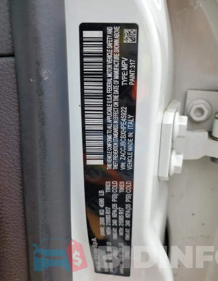 ZACCJBCBXHPE45922 Photo# 13
