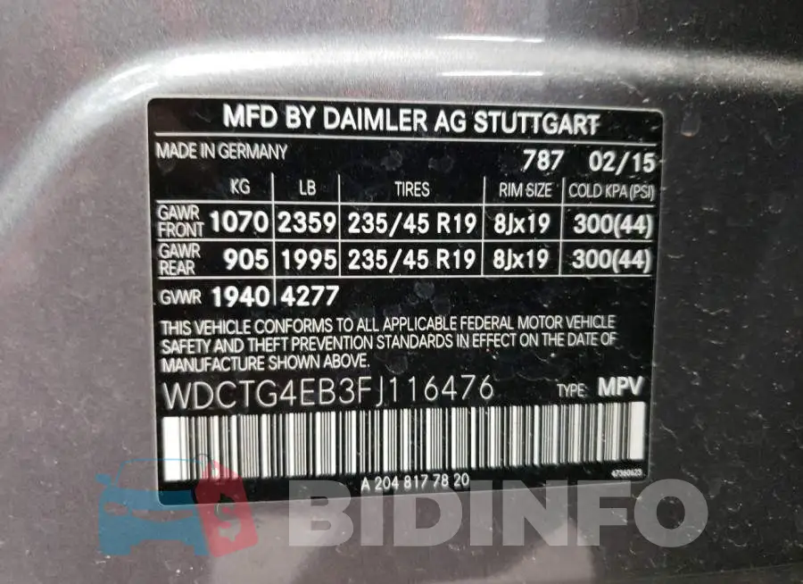 WDCTG4EB3FJ116476 Photo# 12