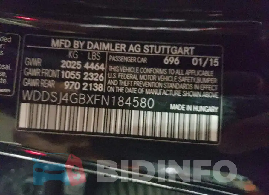 WDDSJ4GBXFN184580 Photo# 10