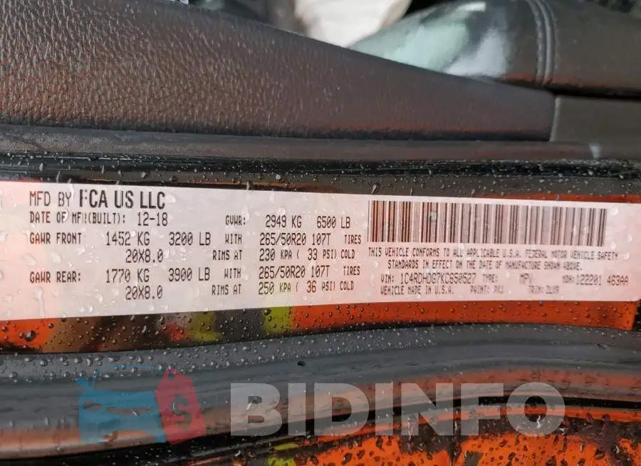 1C4RDHDG7KC650527 Photo# 13