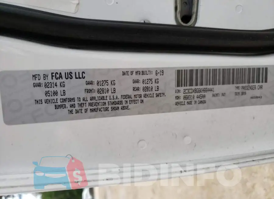2C3CDXBG6KH664441 Photo# 10