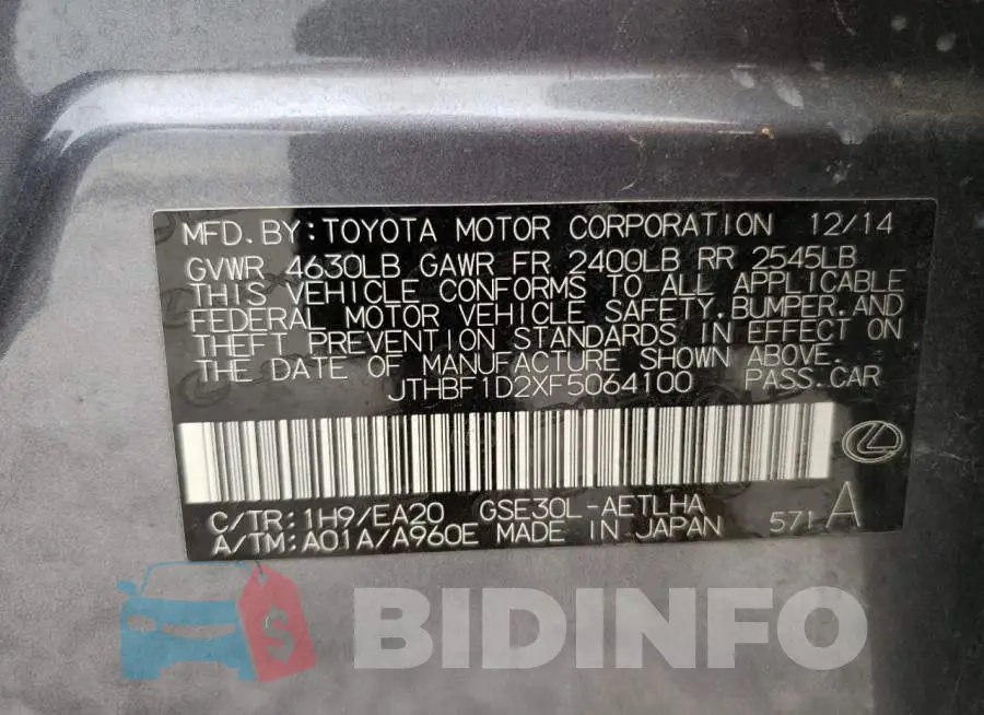 JTHBF1D2XF5064100 Photo# 13
