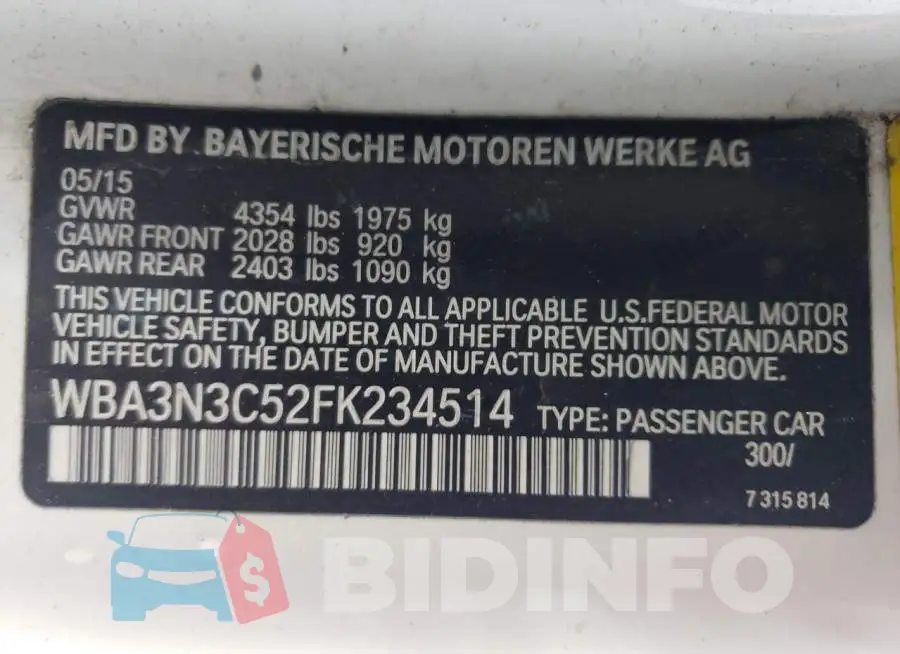 WBA3N3C52FK234514 Photo# 12